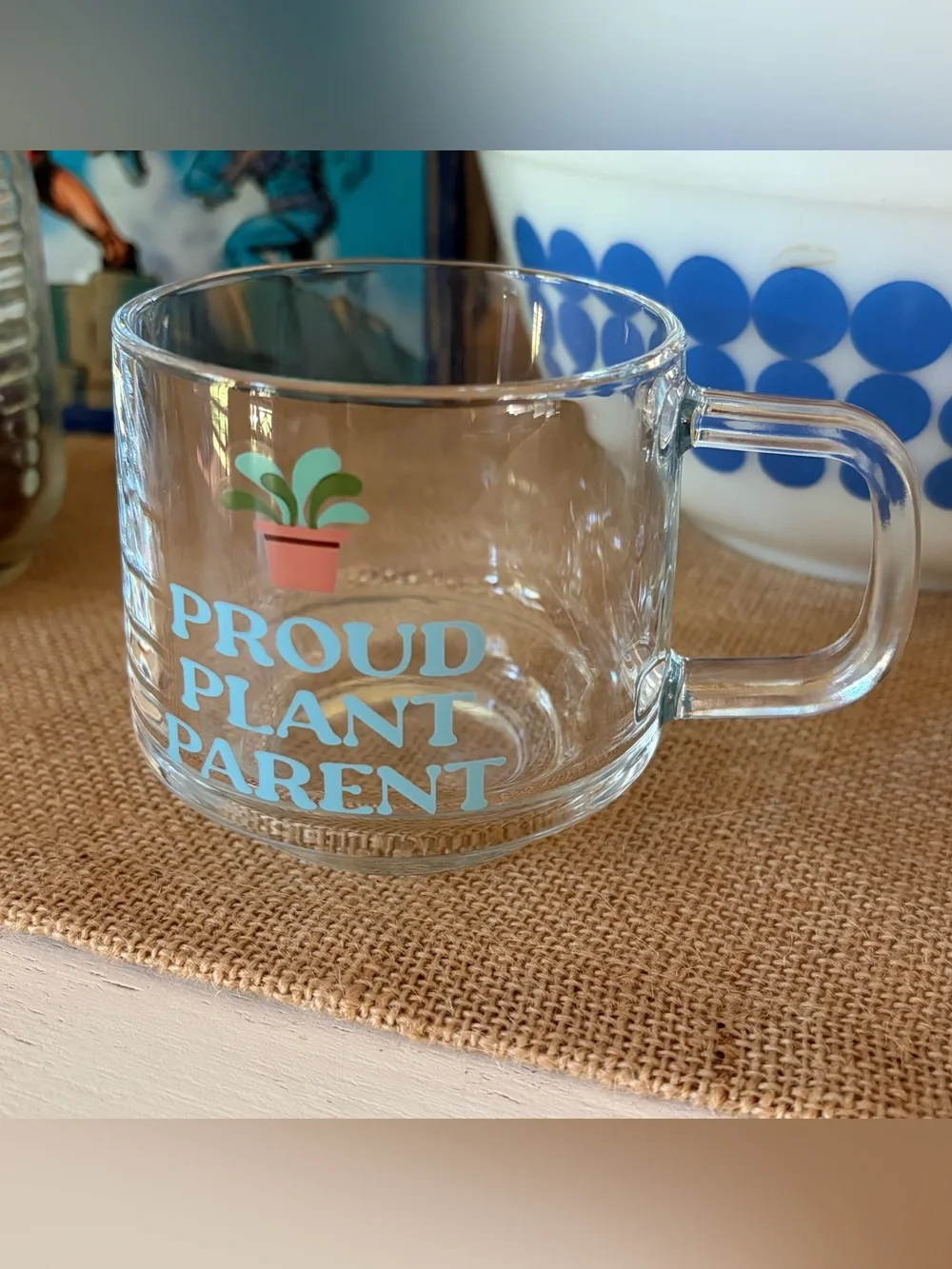 Kitschy Cute Proud Plant Parent Glass Mug🪴